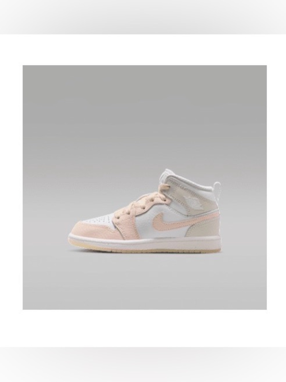 Nike Kids' Mid-Top Sneakers in Light Pink and White size 1. Jordan 1 Mid SE